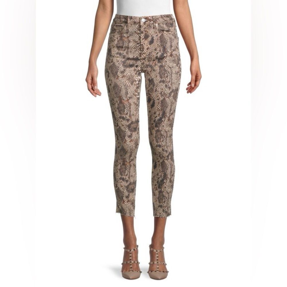 NWT FREE PEOPLE | High Rise Two Faced Snakeskin Print Cropped Skinny Jeans 27‎